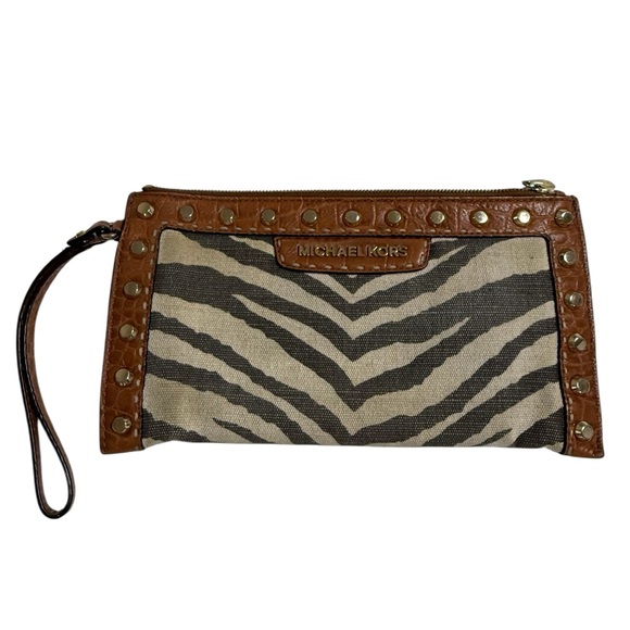 Michael Kors Handbags - Michael Kors Zebra Pattern Wristlet with Brown Accents